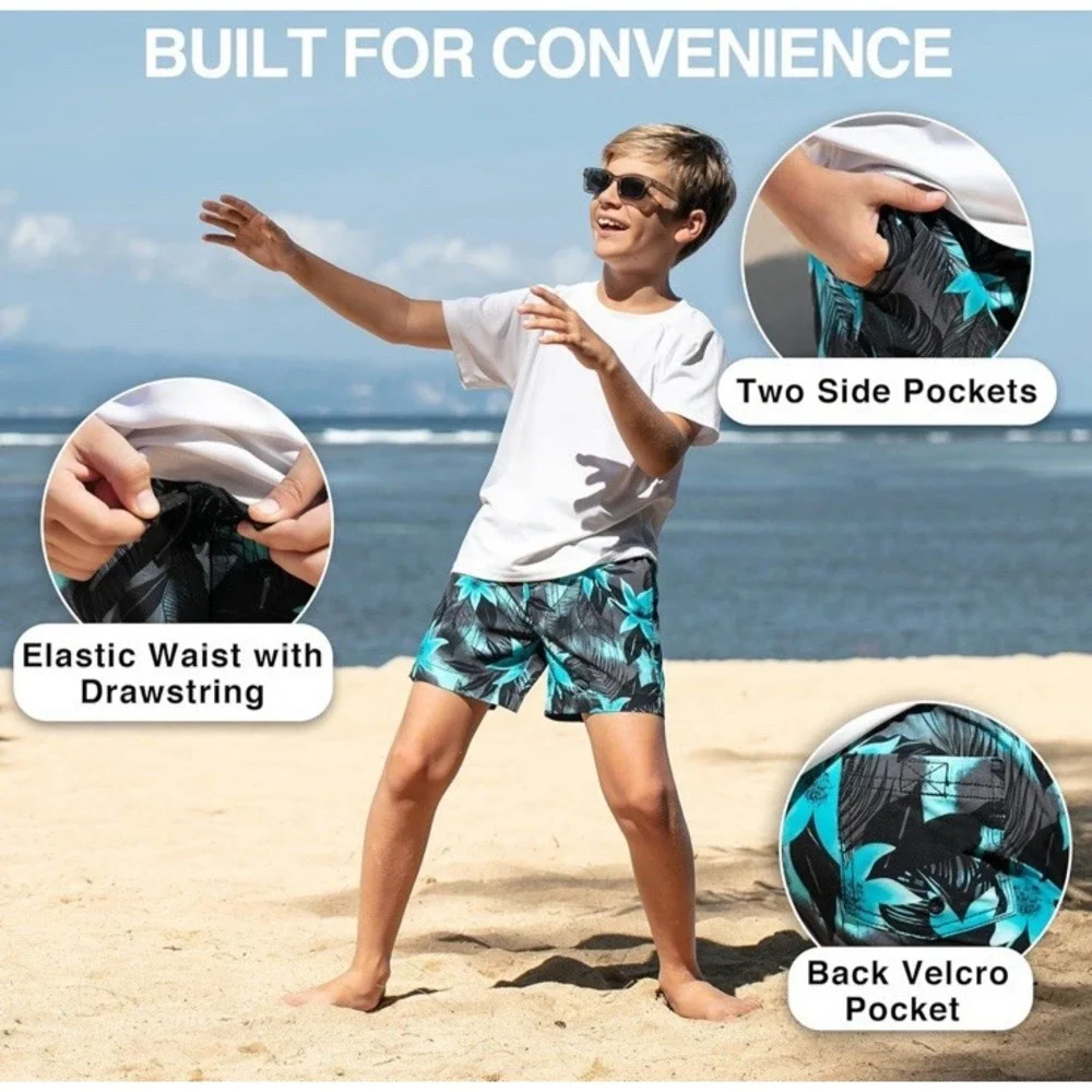 NWT Kanu Surf Boys Adventure Boys Swim Trunks with Compression Liner‎ - Sz 11/12